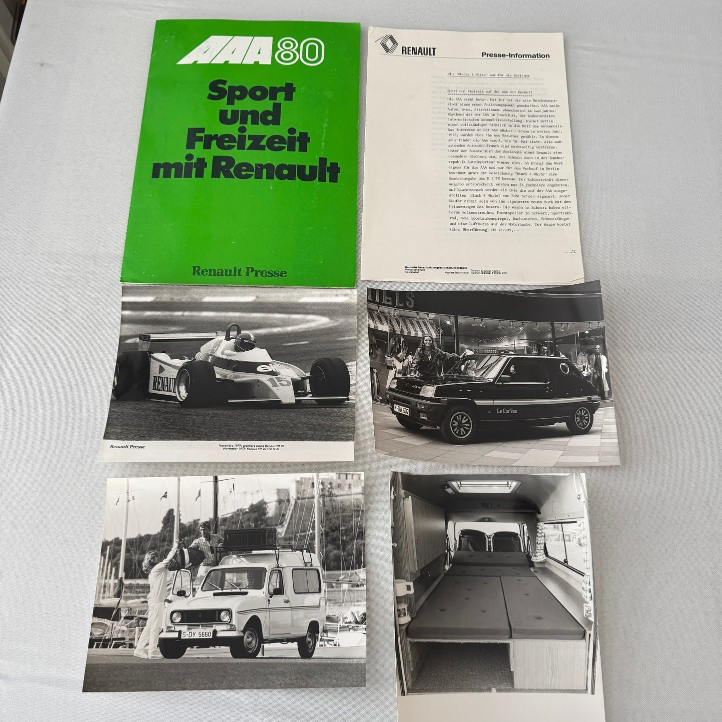 1980 Renault Press Kit Le Car Van Vagabund Renault ELF 20 Racing Car GERMAN