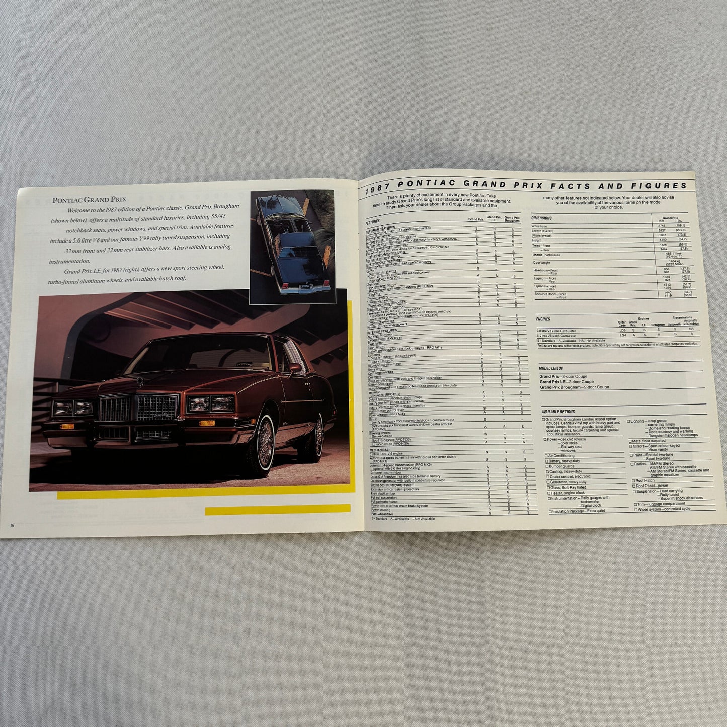 1987 Pontiac Car Sales Brochure Catalog Bonneville Grand Prix 6000 Safari Wagon