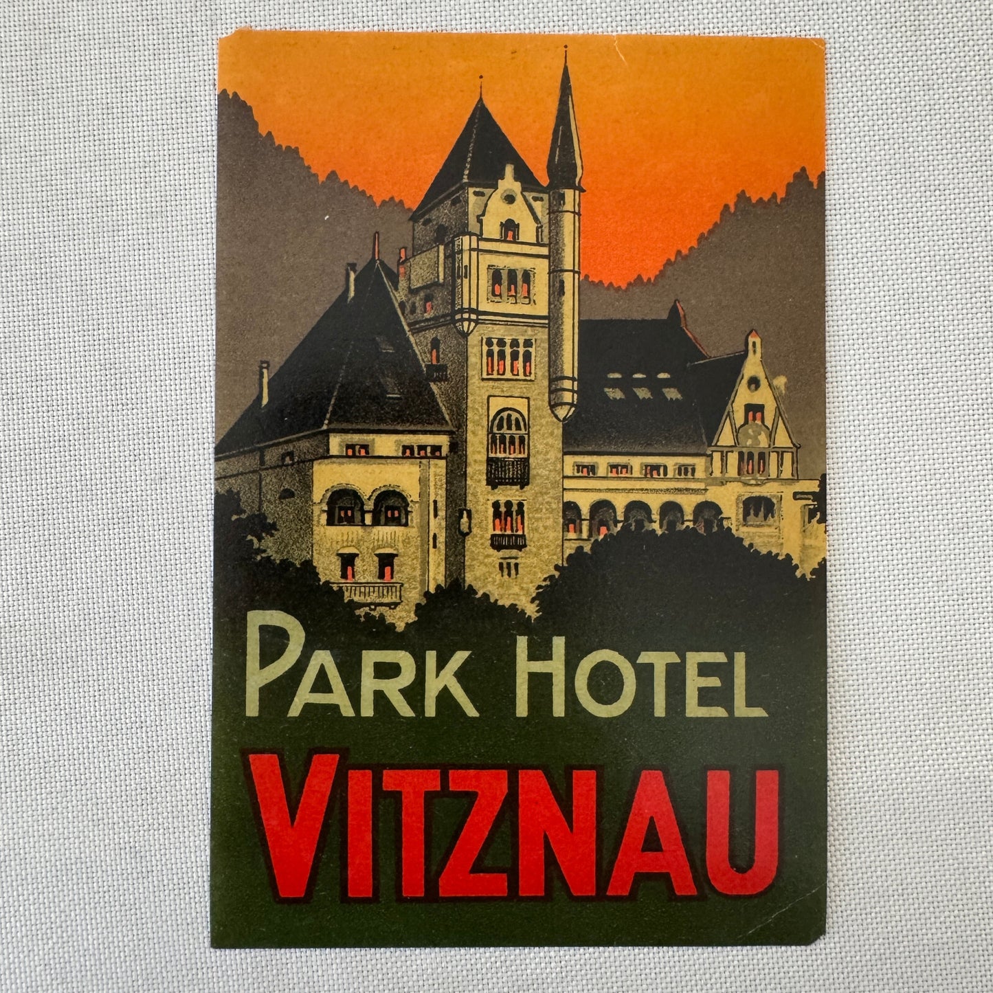 Vintage Hotel Travel Luggage Label Park Hotel Vitznau