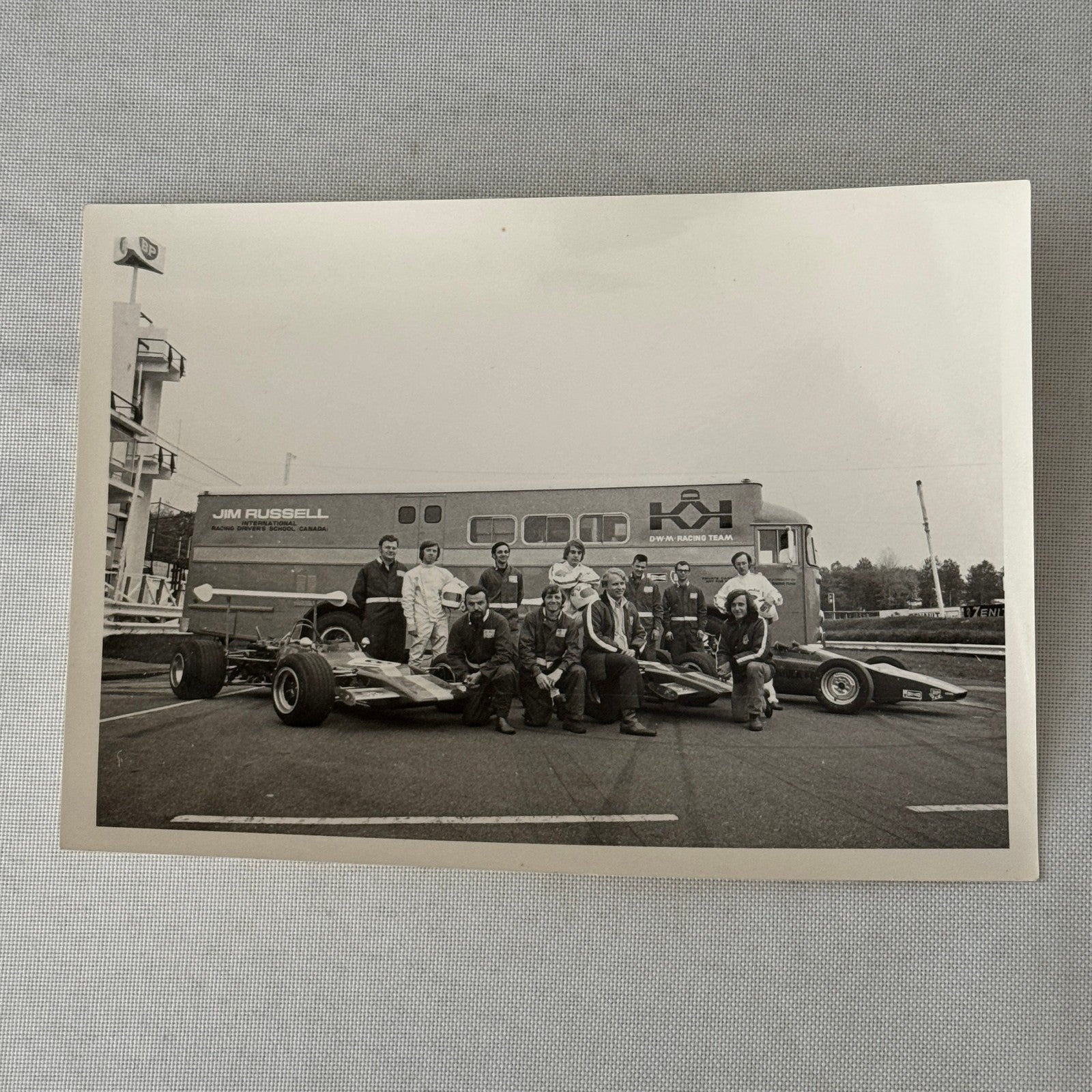 Vintage Car Racing Photo Jim Russell Racing Team Transporter Drivers Photograph