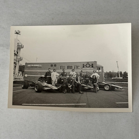 Vintage Car Racing Photo Jim Russell Racing Team Transporter Drivers Photograph