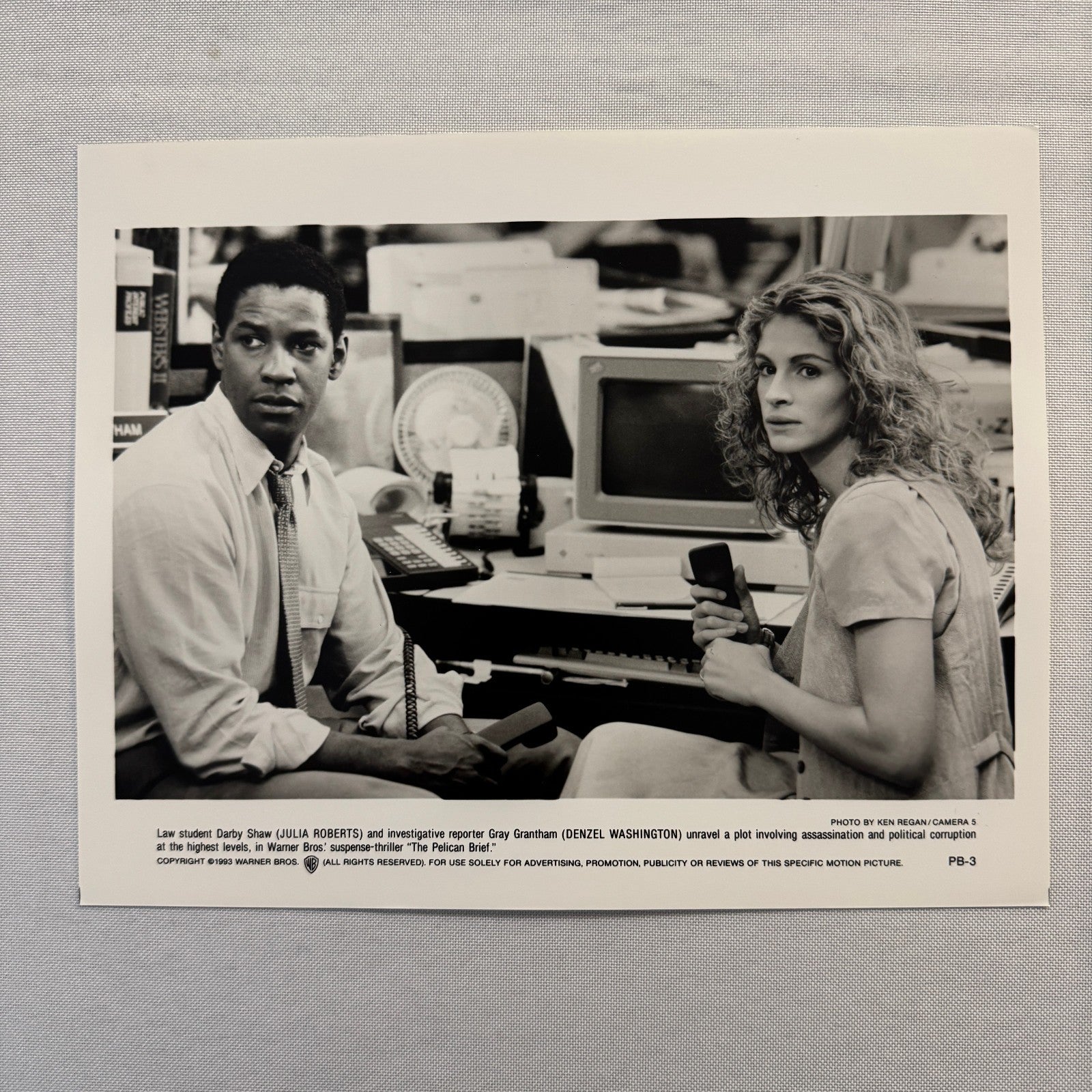 The Pelican Brief Movie Press Photo Publicity Photograph Julia Roberts Denzel