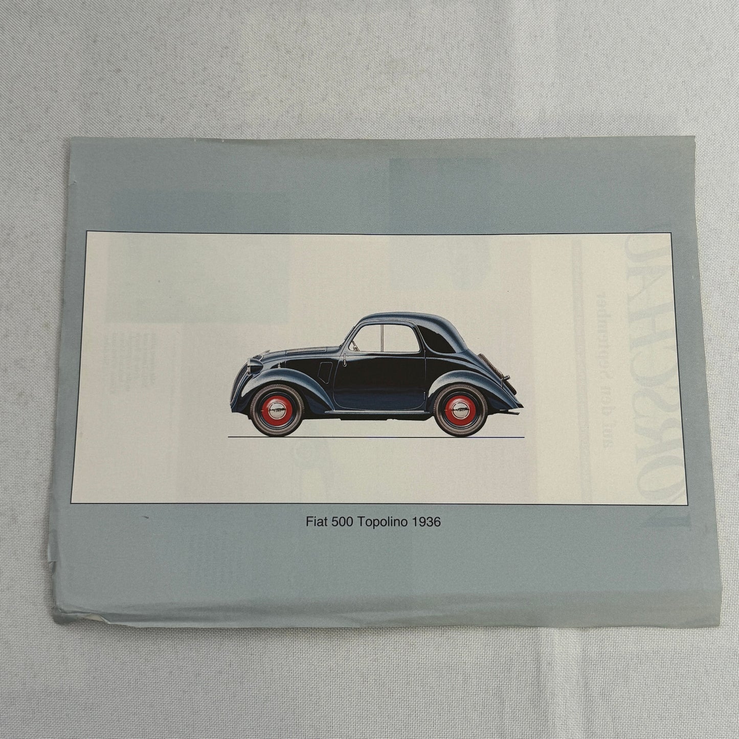 1936 Fiat 500 Topolino Car Illustration Art Drawing Hand Drawn Vintage