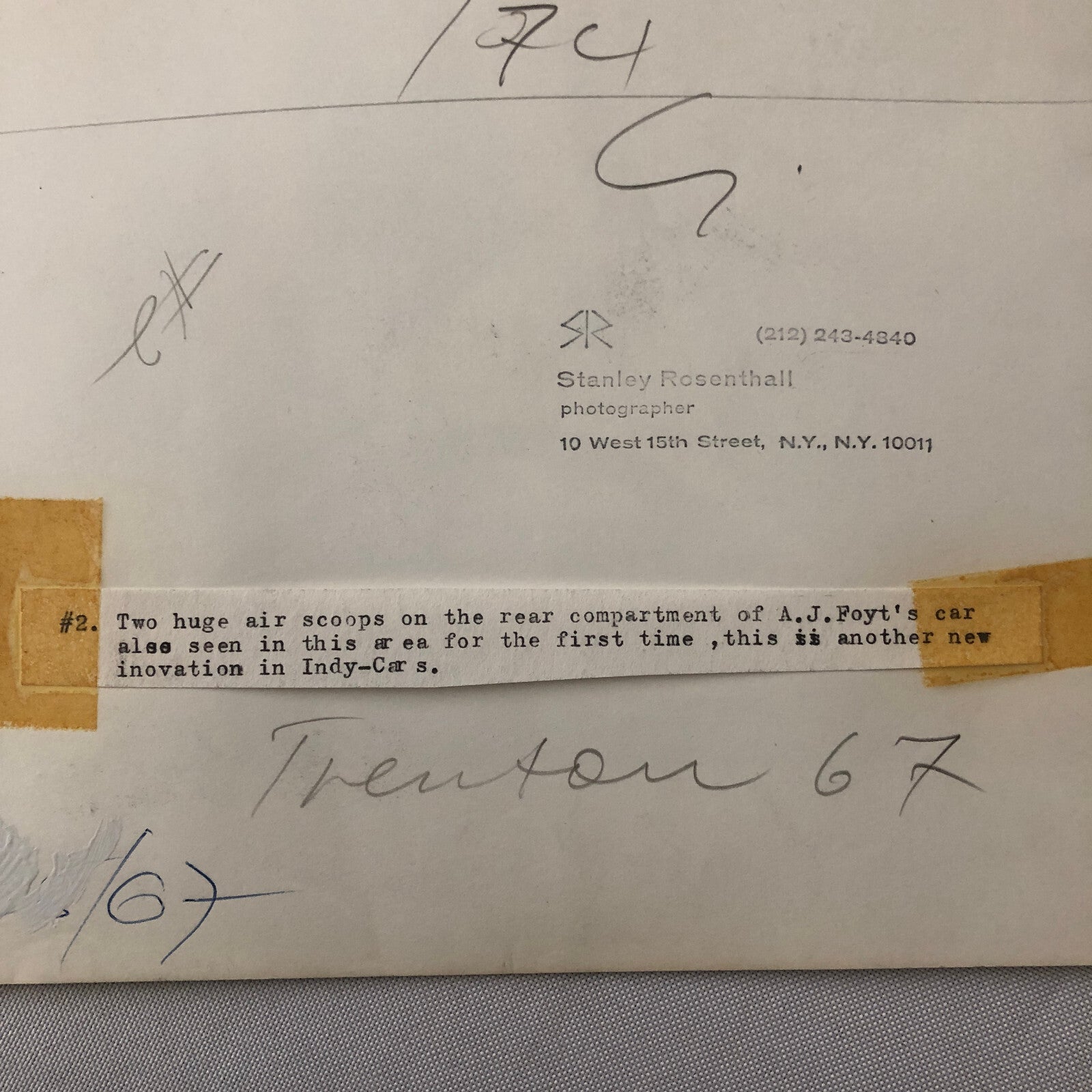 Vintage Indy Indianapolis 500 Racing Photo Photograph AJ Foyt Car 1967