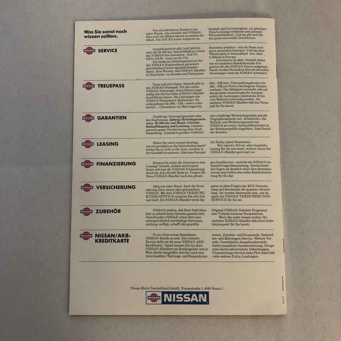 Vintage Nissan 300ZX Turbo Kat Sales Brochure Catalog GERMAN TEXT 300 ZX
