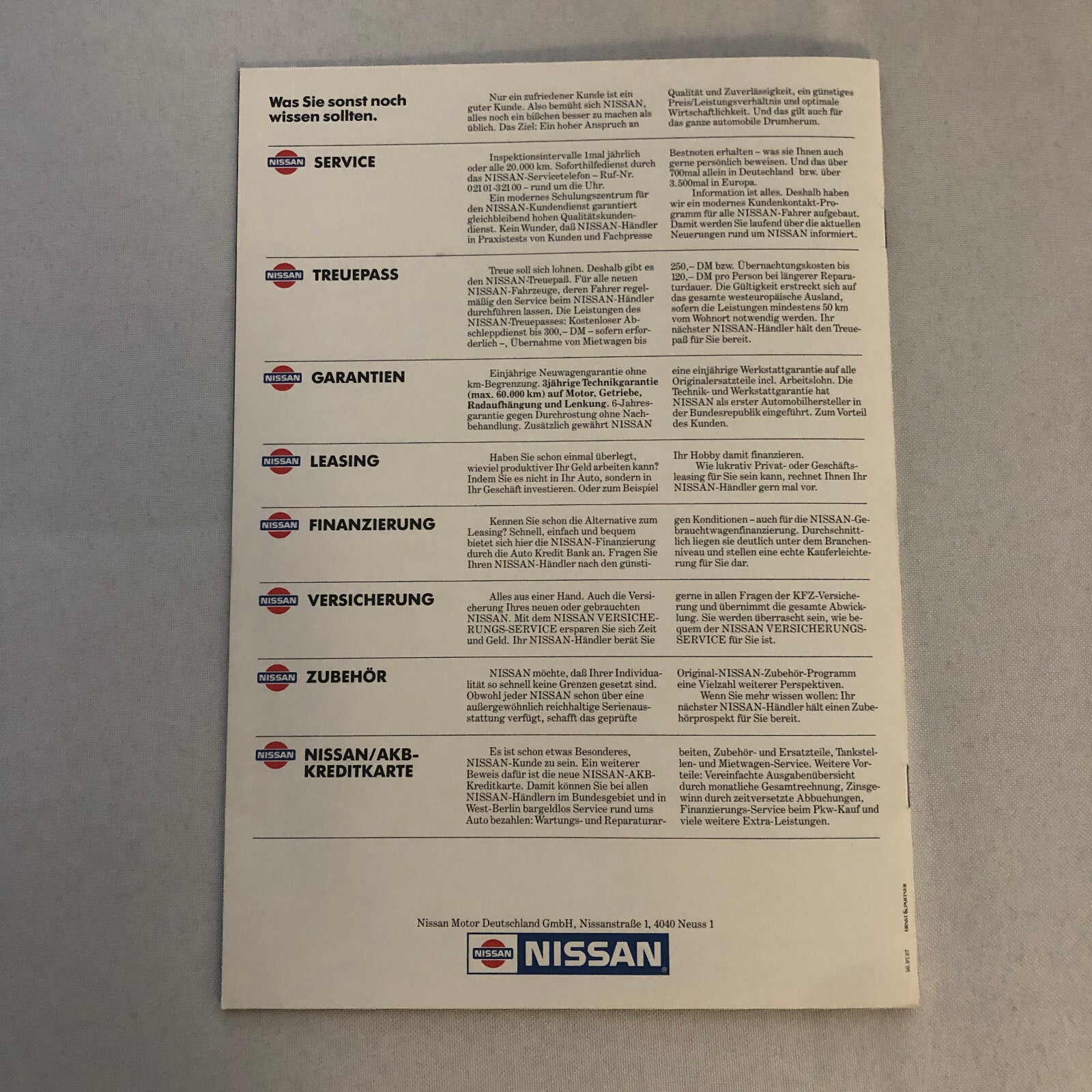 Vintage Nissan 300ZX Turbo Kat Sales Brochure Catalog GERMAN TEXT 300 ZX