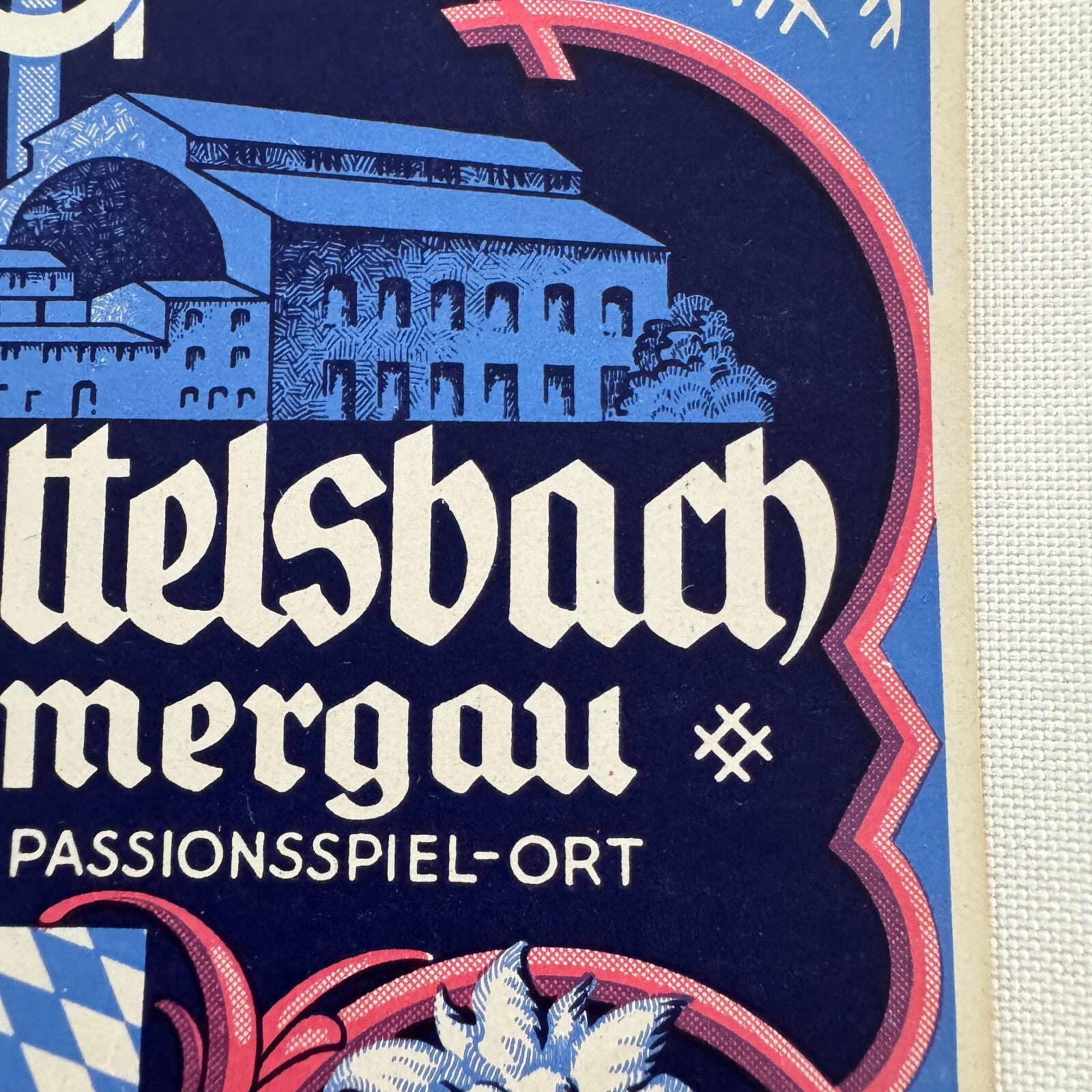 Vintage Travel Luggage Label Hotel Wittelsbach Oberammergau German Germany