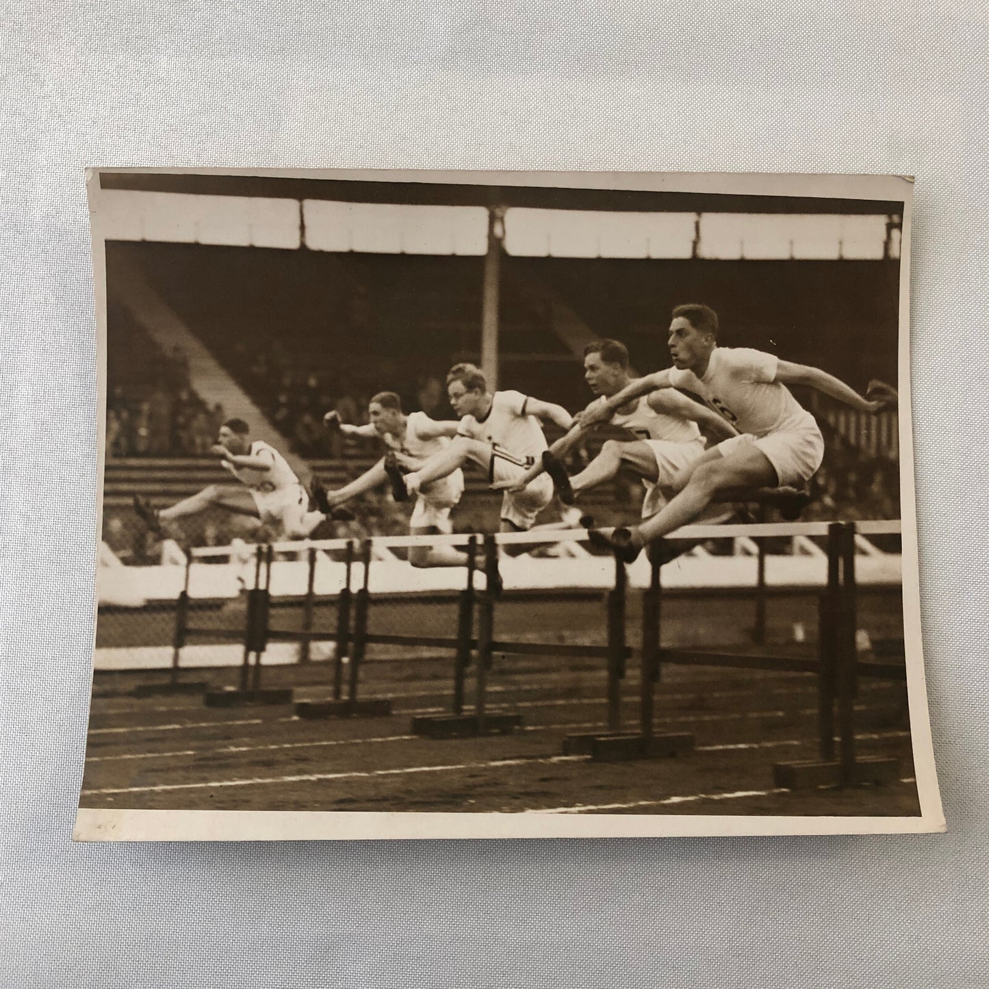 Press Photo Photograph London News Agency LNA Hurdle Jumping Running Runner 1933