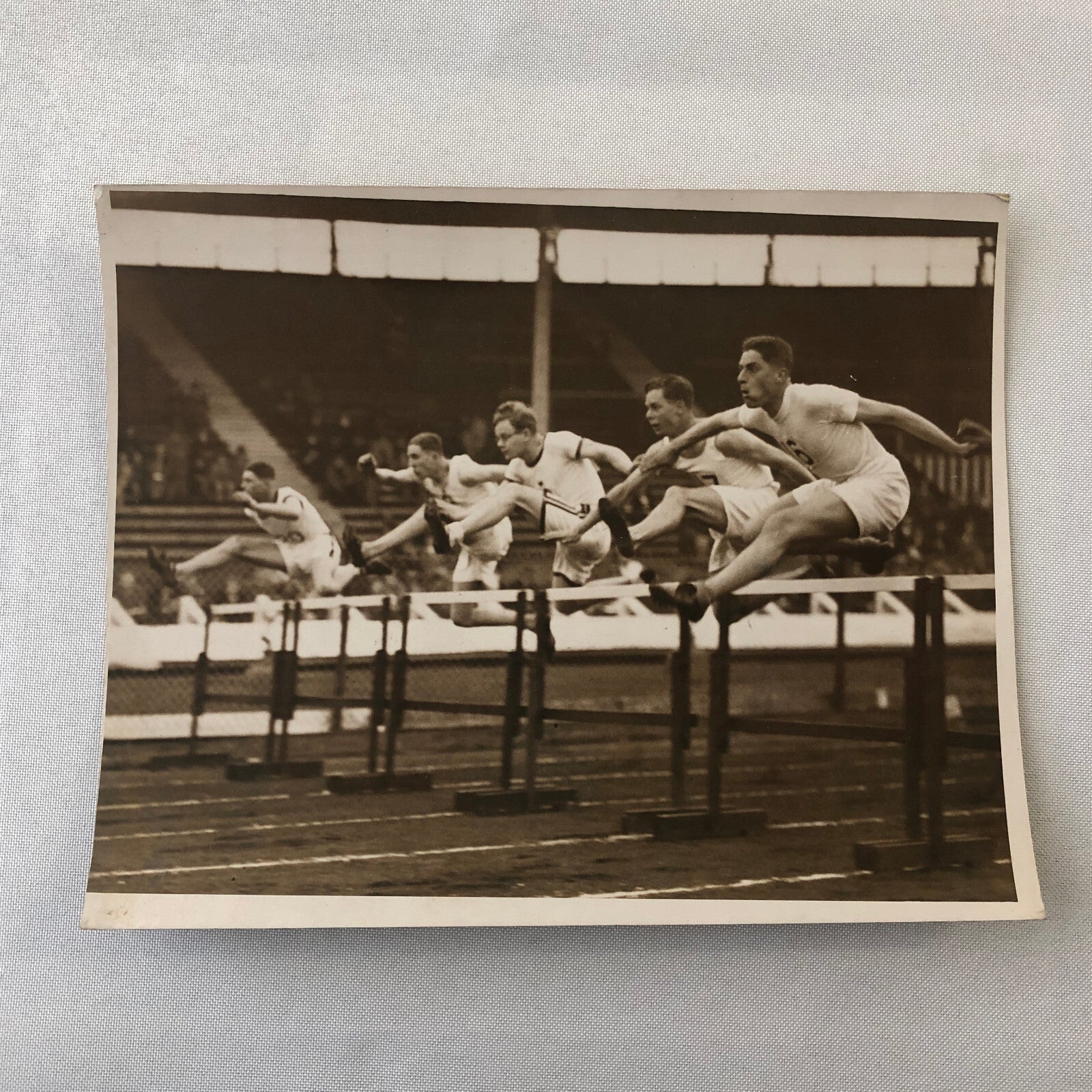 Press Photo Photograph London News Agency LNA Hurdle Jumping Running Runner 1933