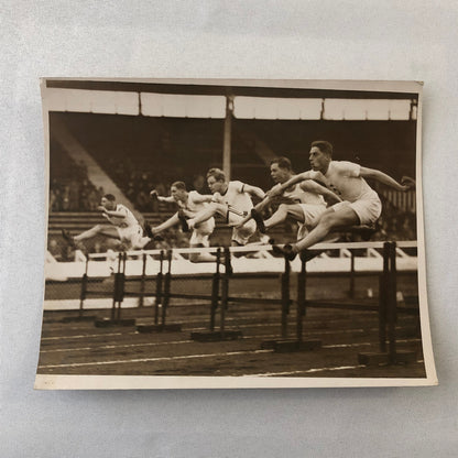 Press Photo Photograph London News Agency LNA Hurdle Jumping Running Runner 1933