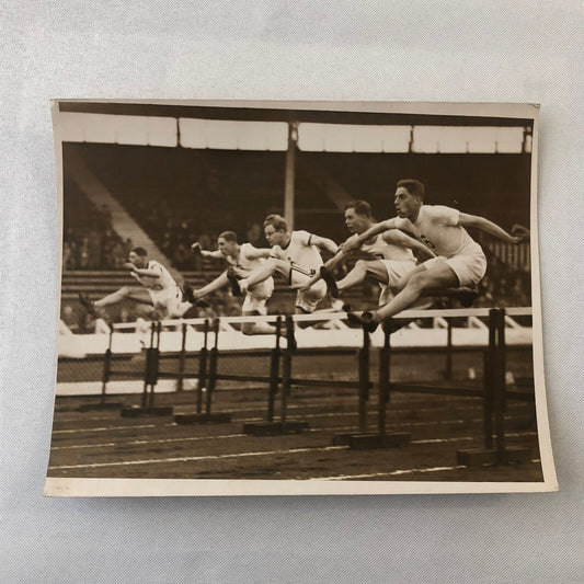 Press Photo Photograph London News Agency LNA Hurdle Jumping Running Runner 1933
