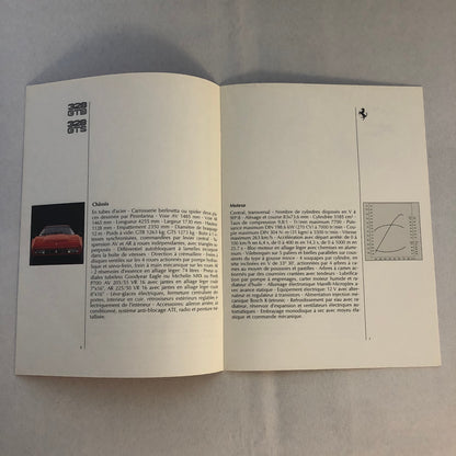 Ferrari Sales Brochure GTB GTS Turbo 328 Mondial 412 Testarossa F40 FRENCH TEXT