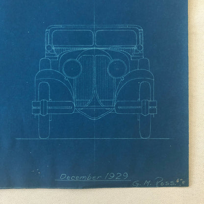 1929 Coachbuilder Car Design Blueprint Rendering Blue Print Limousine Body Style
