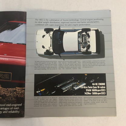 Vintage Toyota MR2 Car Sales Brochure Catalog Advertising