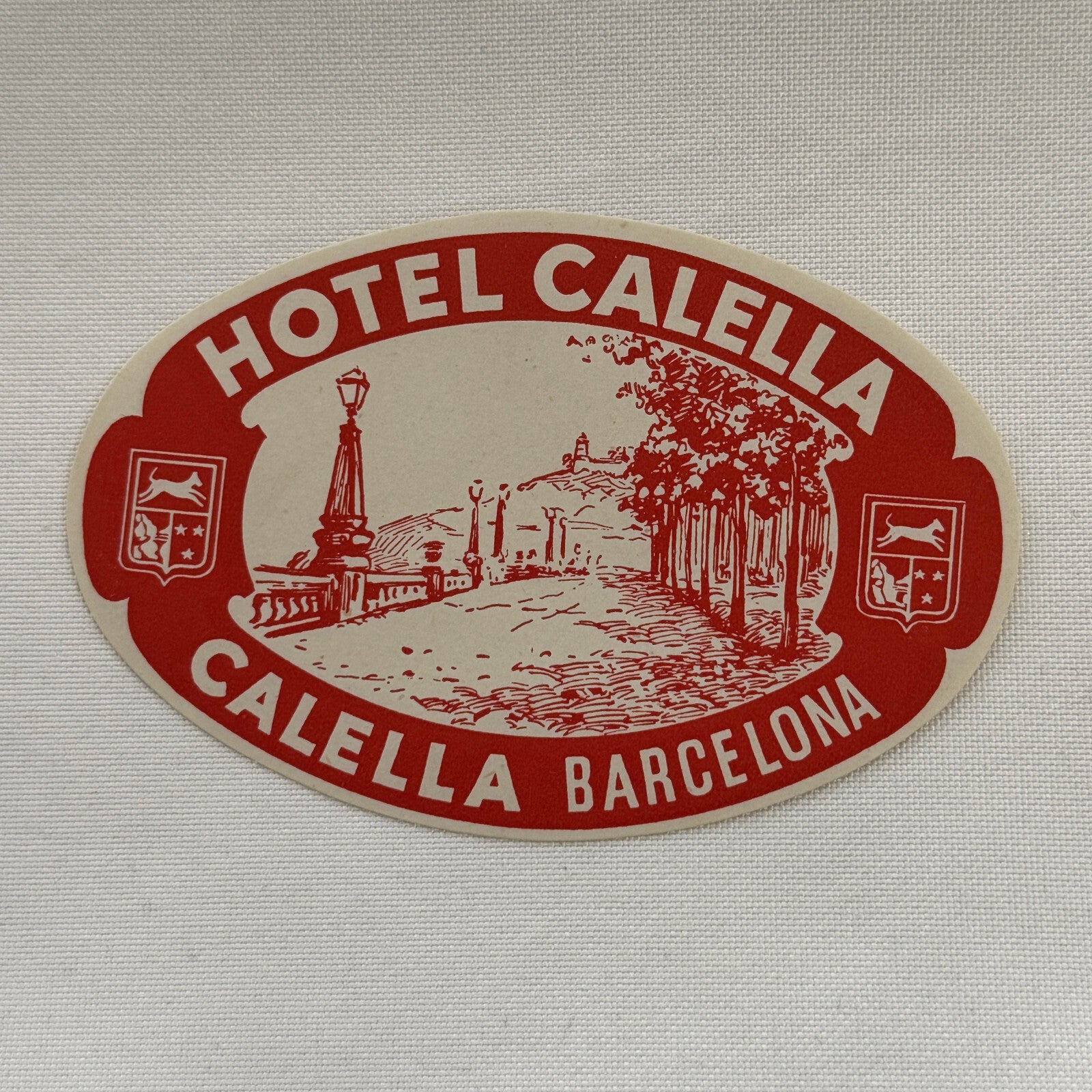 Vintage Travel Luggage Label Hotel Calella Barcelona Spain Spanish