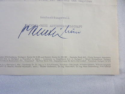 1958 Mercedes Benz Daimler Letter Letterhead Document - German Text 