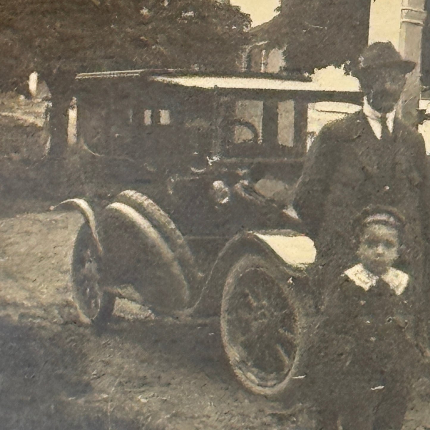 Vintage Photograph Photo Antique People with Early Automobile Car Children Kids