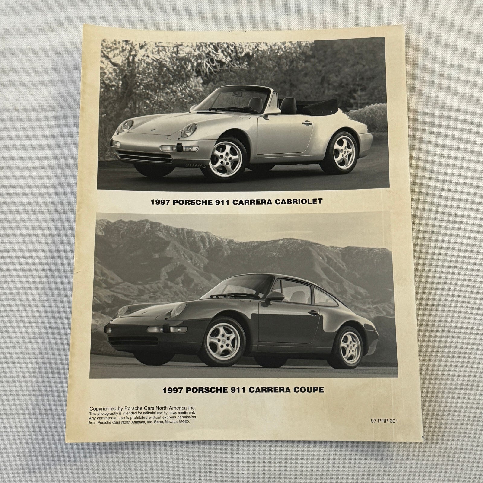 1997 Porsche 911 Carrera Cabriolet 911 Carrera Coupe Factory Press Photo