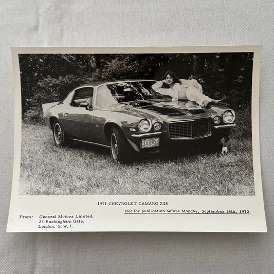 1971 Chevrolet Camaro Z28 Factory Press Photo Photograph Vintage RARE UK Market
