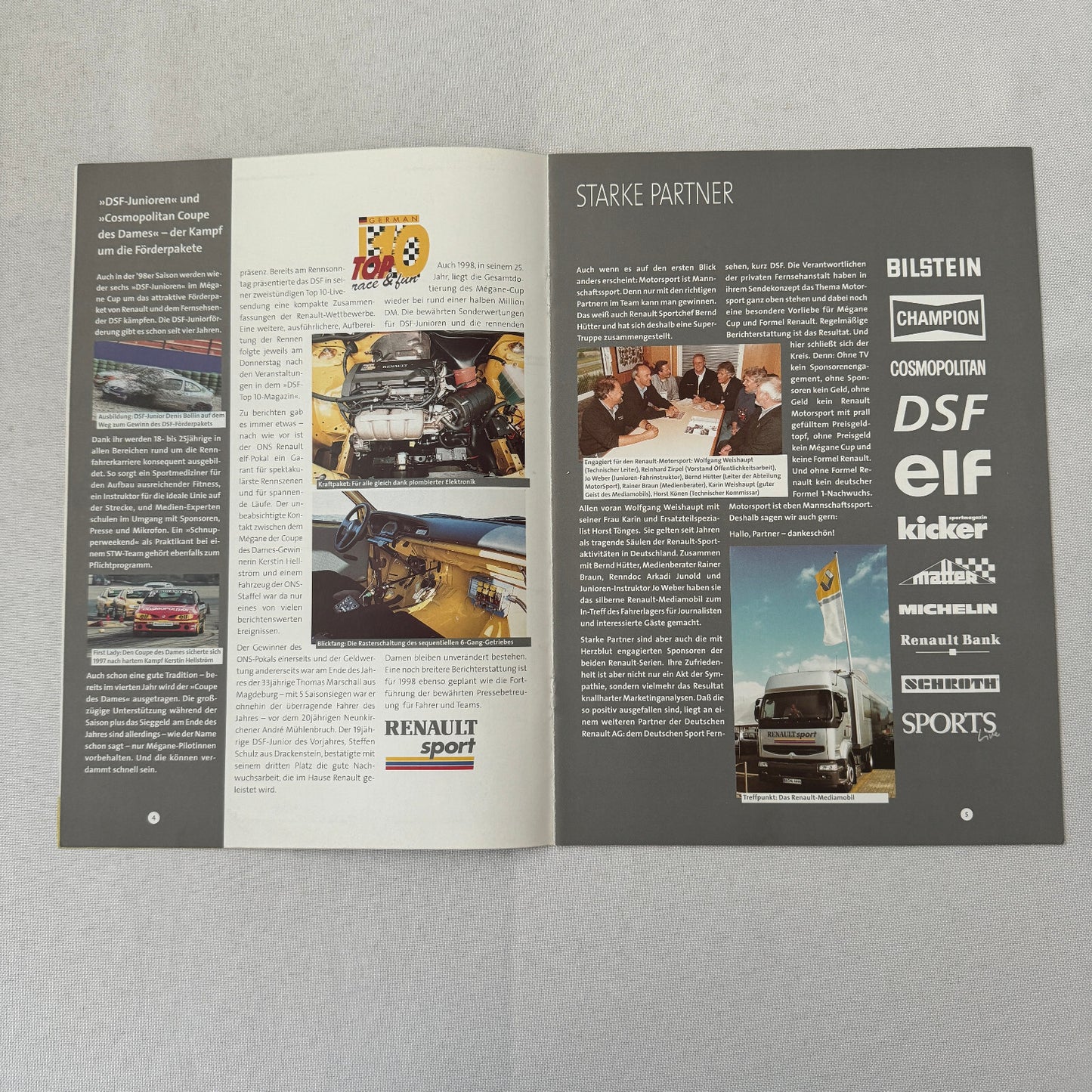 Renault Sport Racing Brochure GERMAN TEXT Renault Megane Cup Sport Spider +
