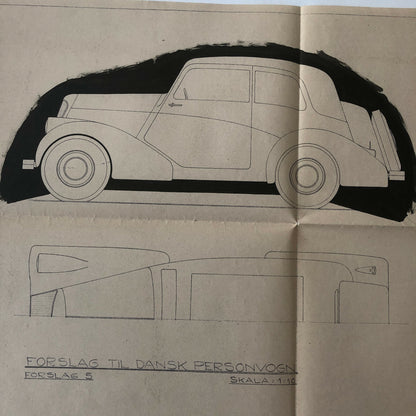 1934 Coachbuilder Car Design Blueprint Rendering Blue Print Coupe 