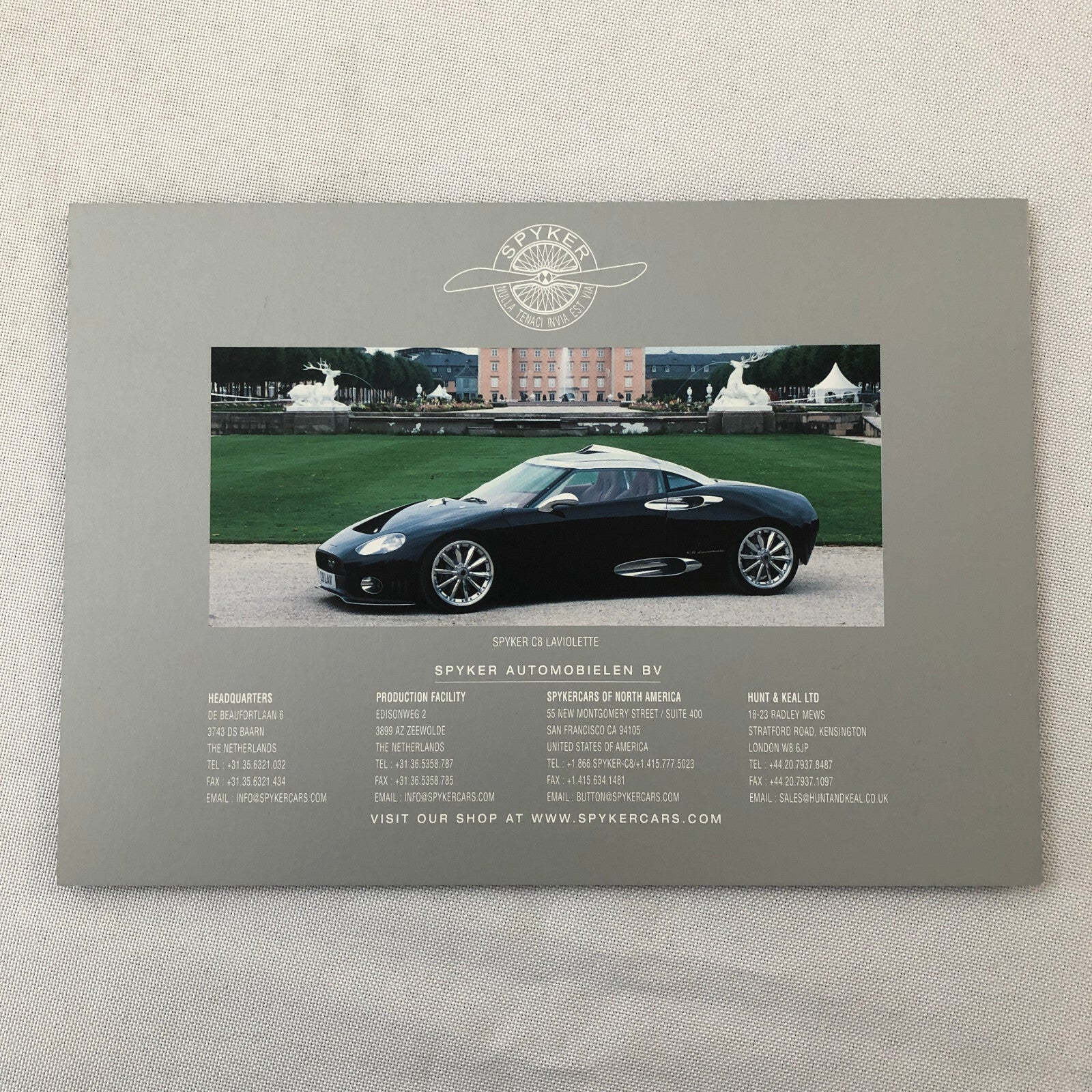 Spyker Car Sales Brochure Catalog C8 Double12 R S C8 Laviolette