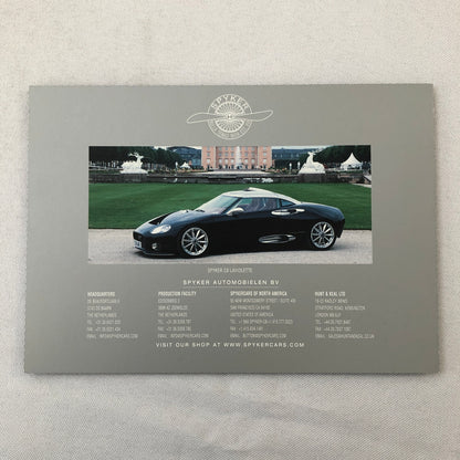 Spyker Car Sales Brochure Catalog C8 Double12 R S C8 Laviolette