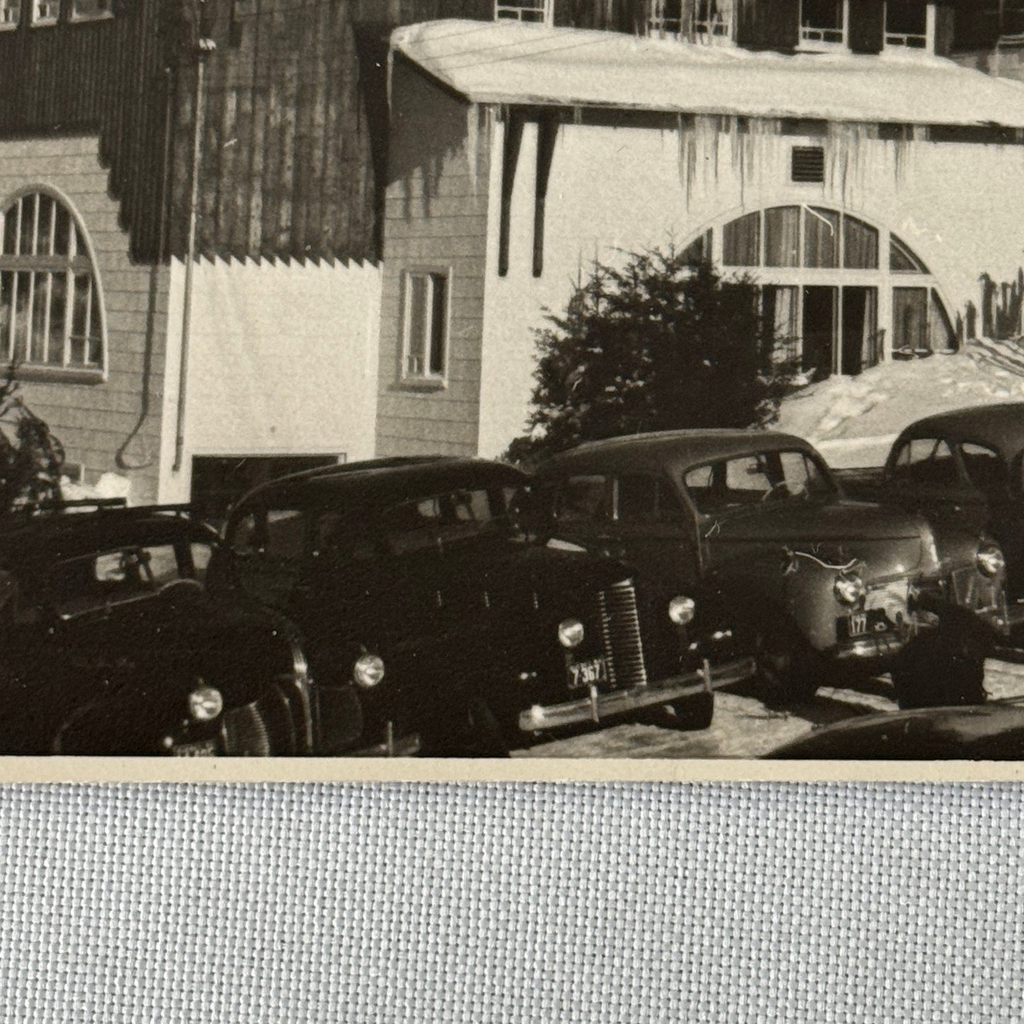 Vintage Photo Photograph Print Automobile Car Winter Scene Building