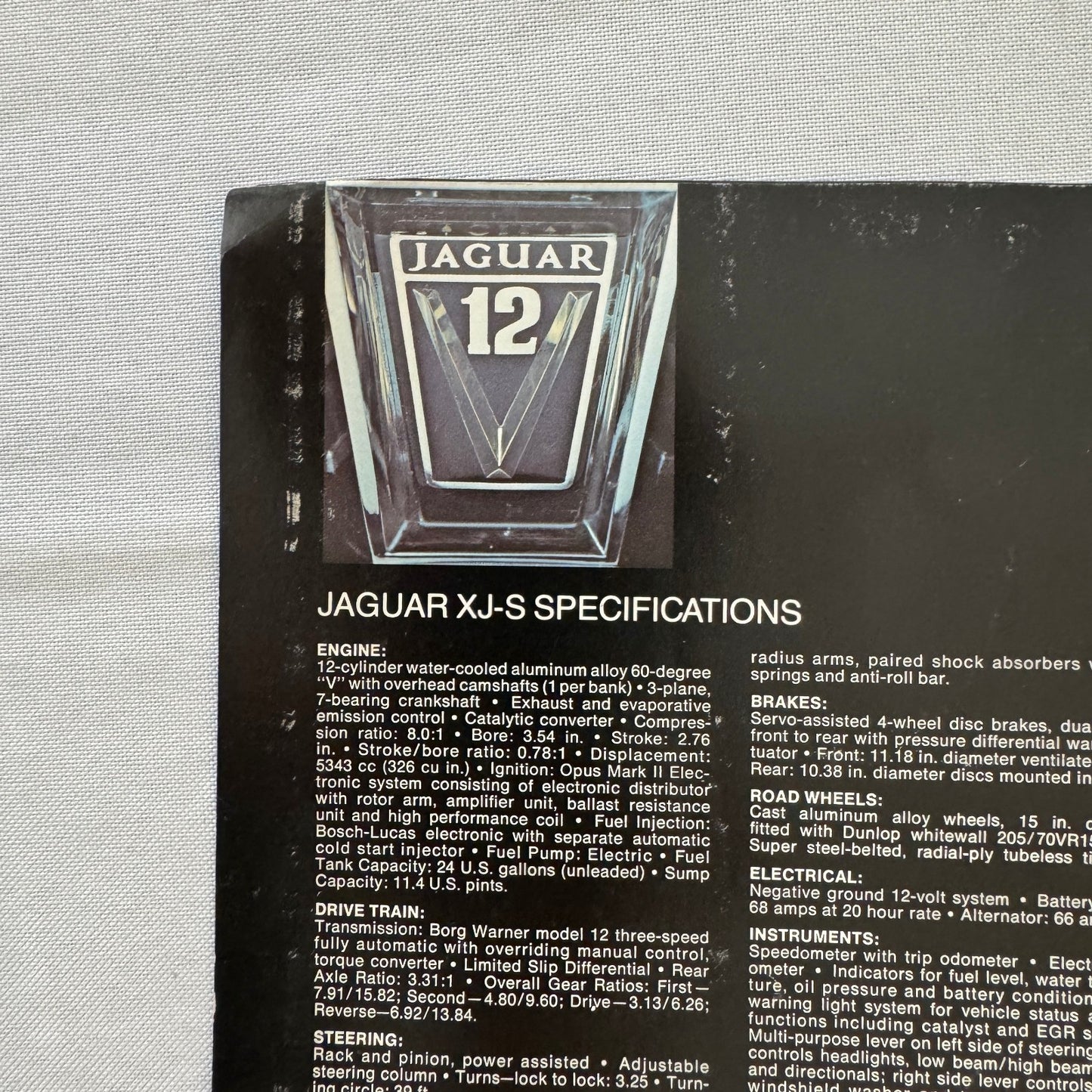 Vintage Jaguar XJ-S Car Sales Brochure Catalog Advertising Jaguar XJS XJ S