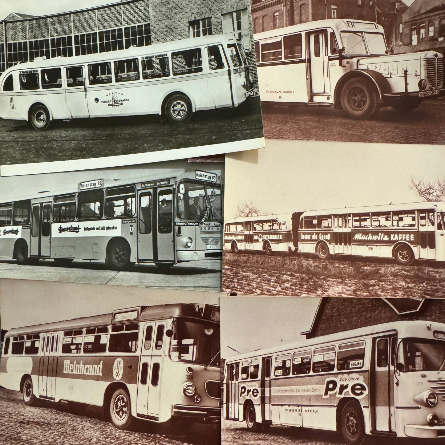 Vintage Bus Photo and Postcard Lot 6x German