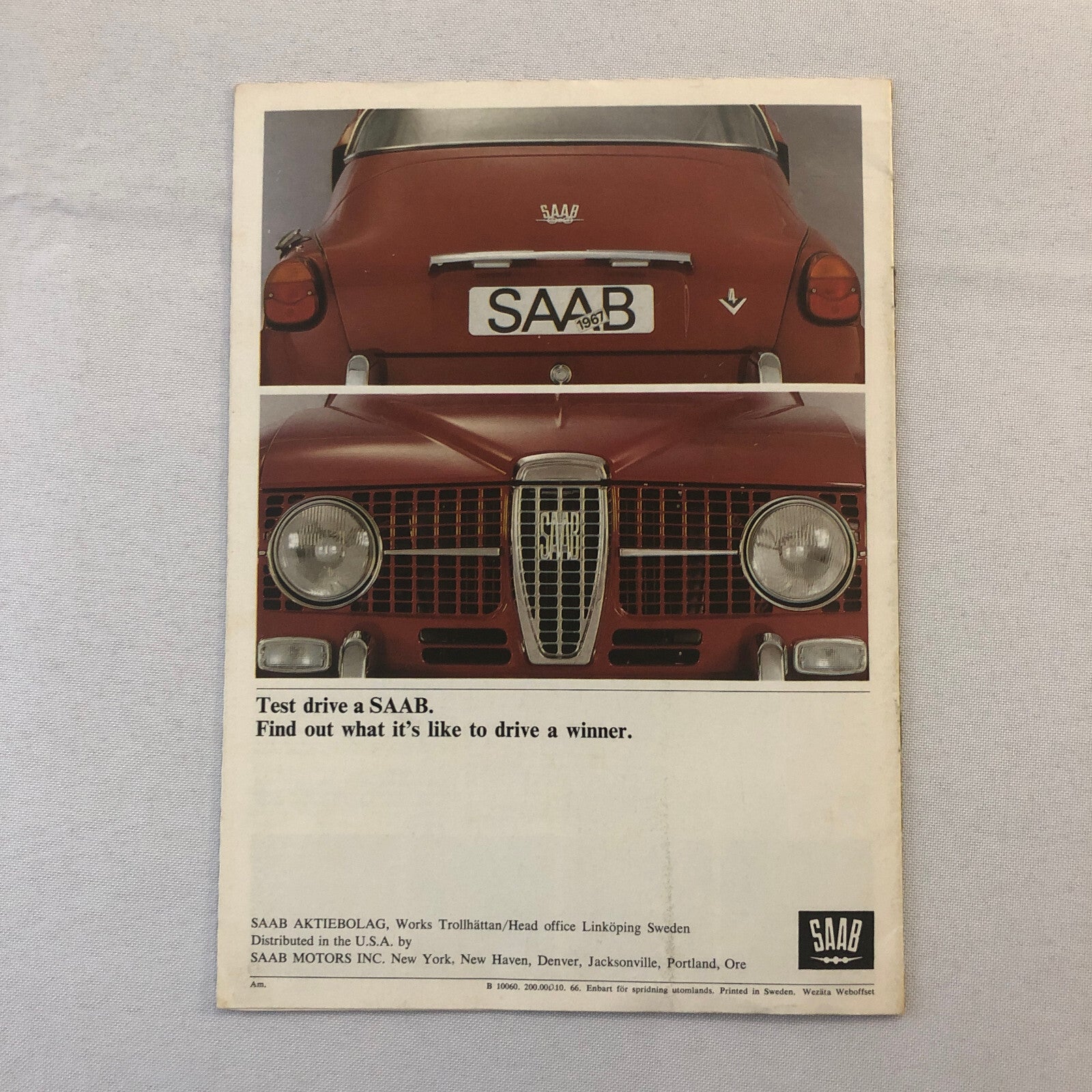 1967 Saab Sales Brochure Catalog Sedan Station Wagon Vintage Car