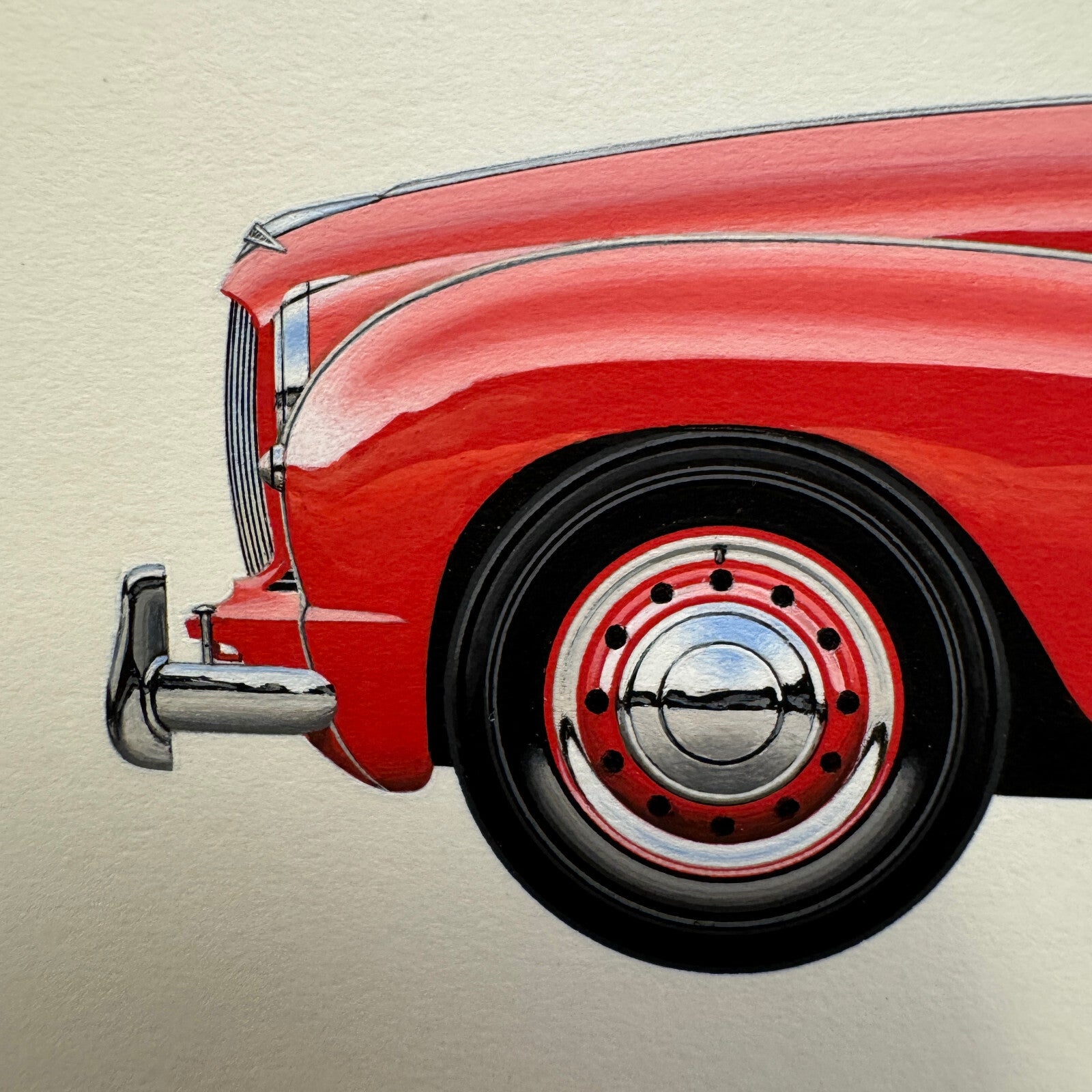 1952 Jowett Jupiter I Roadster Automobile Illustration Art Drawing Hand Drawn