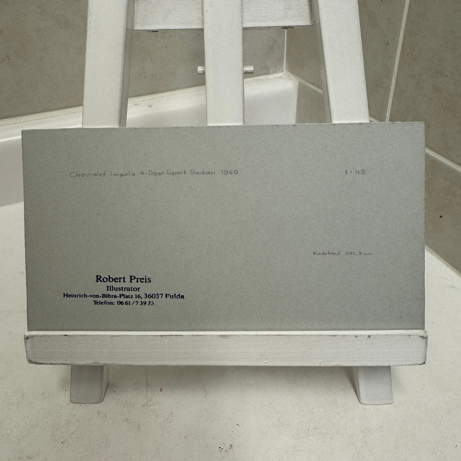 1960 Chevrolet Impala Sport Sedan Car Illustration Art Drawing Vintage Miniature