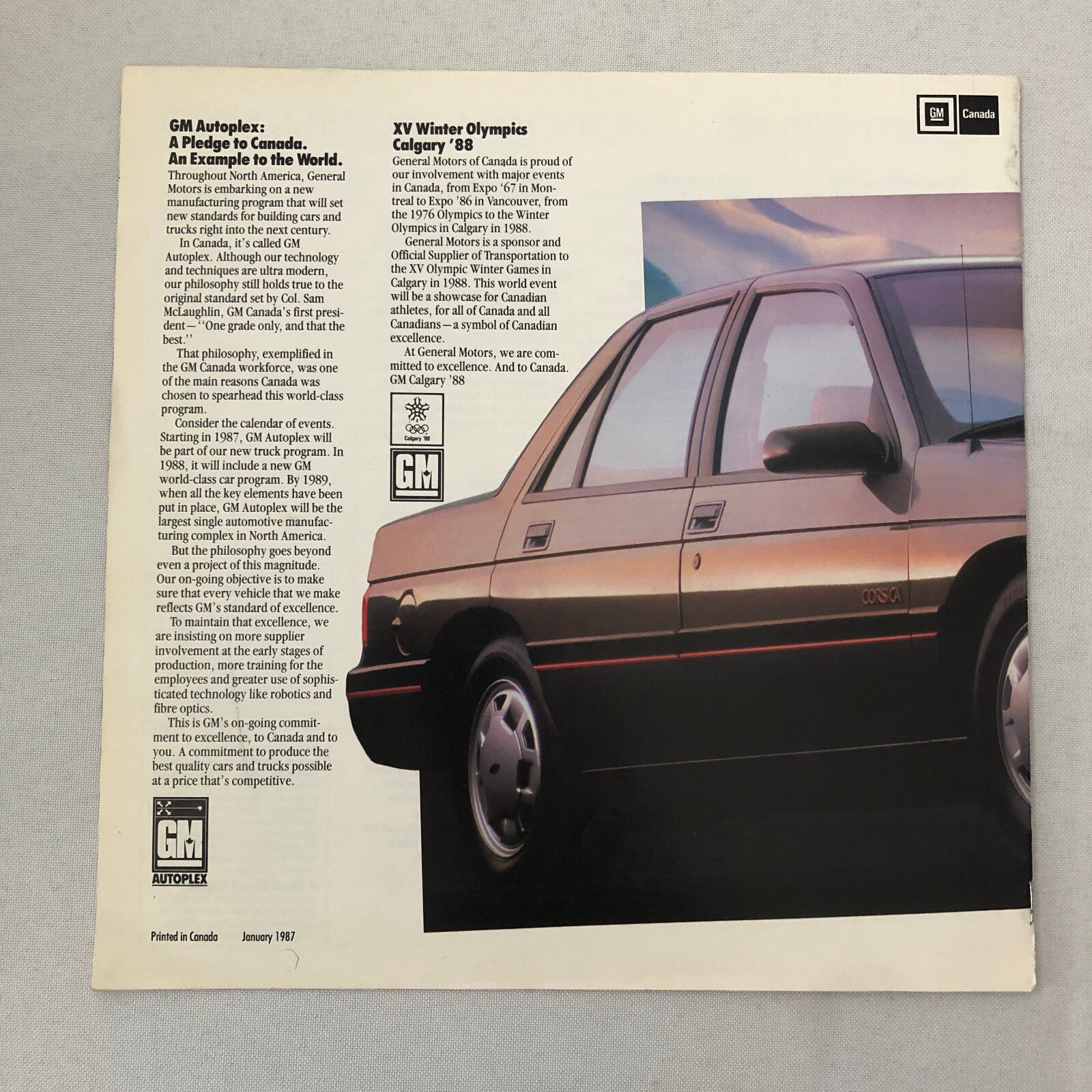 1987 Chevrolet Corsica Sales Brochure Catalog Advertising