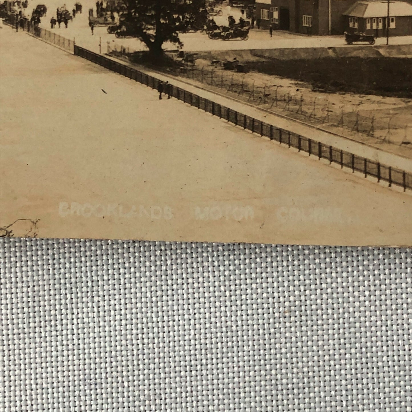 Antique RPPC Real Photo Postcard Brooklands Motor Course Racetrack Car Racing 