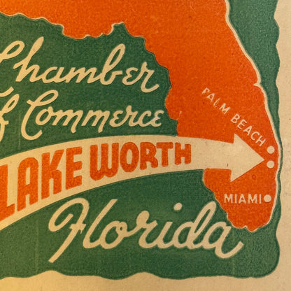 Vintage Travel Label Lake Worth Florida Chamber of Commerce FL