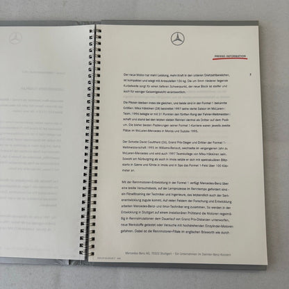1997 Mercedes Marlboro F1 Formula One Racing Press KIt Mika Hakkinen Coulthard