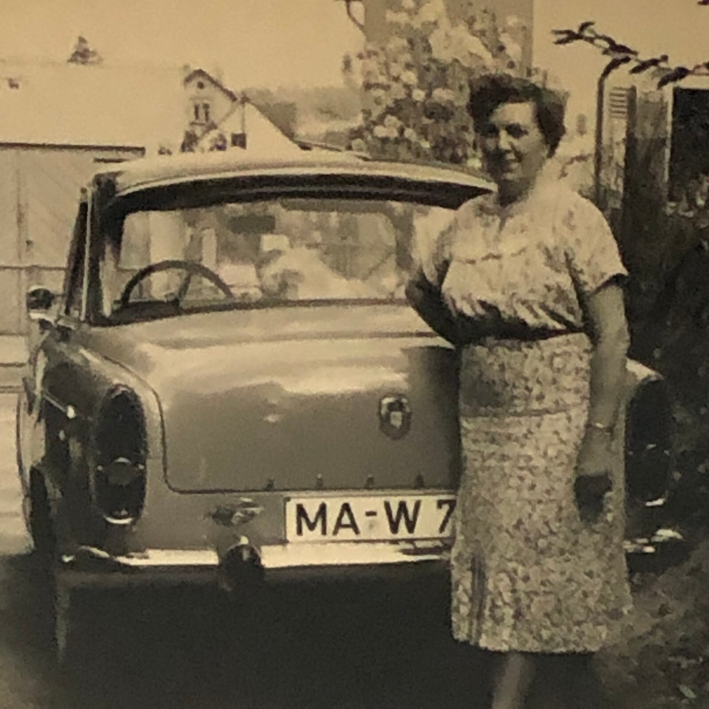 Vintage Photo Photograph Snapshot Woman with Car Automobile Germany AL22SM2