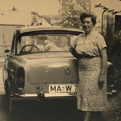 Vintage Photo Photograph Snapshot Woman with Car Automobile Germany AL22SM2