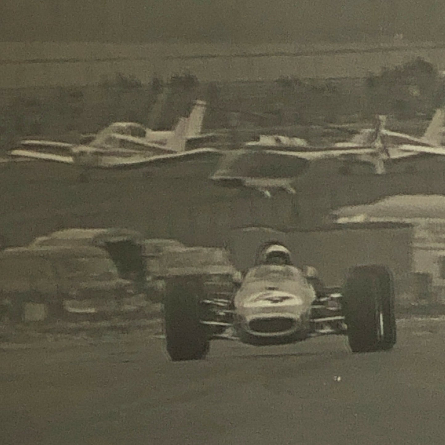 Vintage Racing Car Photo Photograph Print - Aircraft Planes in Background 