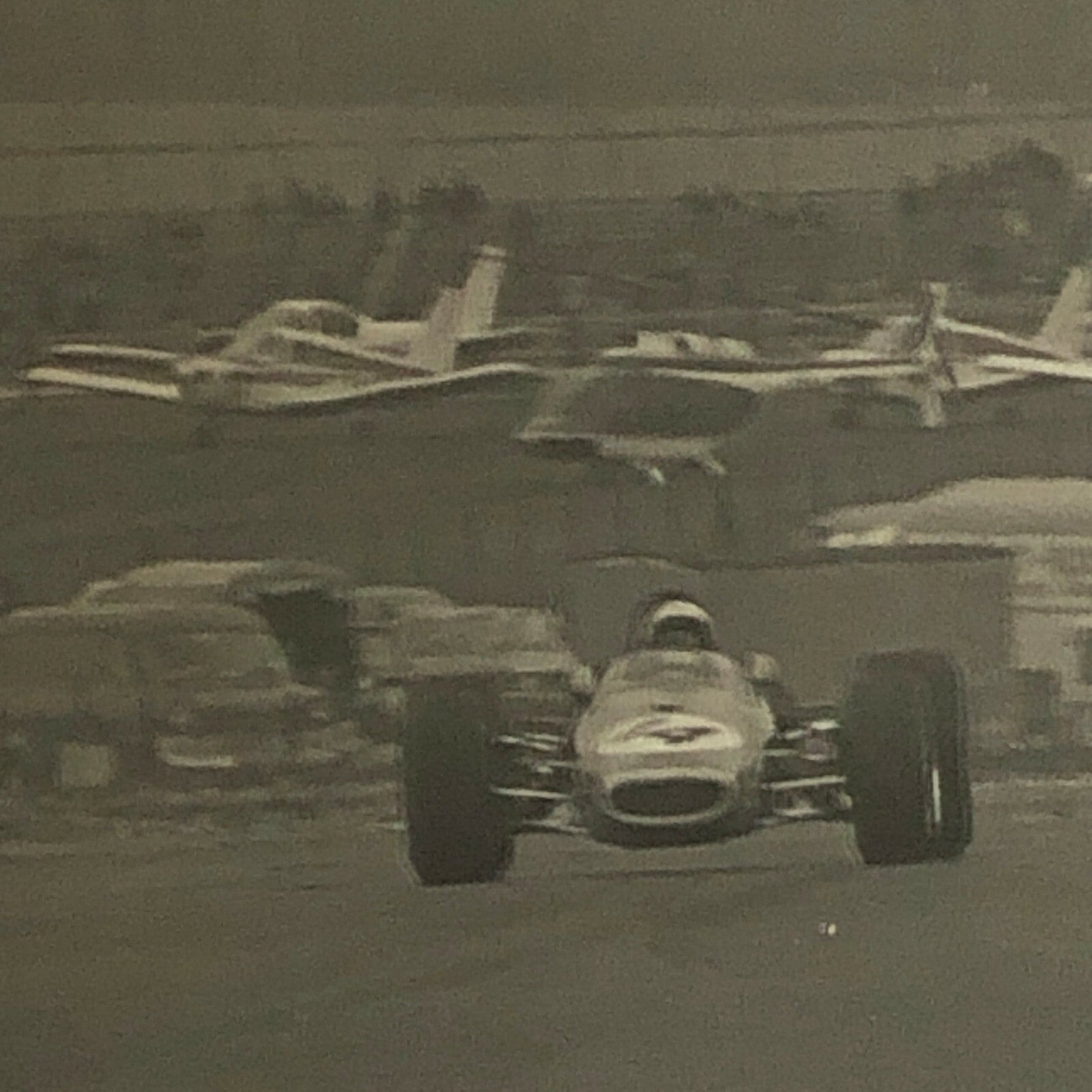 Vintage Racing Car Photo Photograph Print - Aircraft Planes in Background 