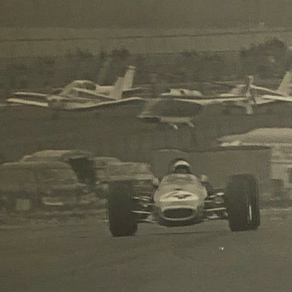 Vintage Racing Car Photo Photograph Print - Aircraft Planes in Background 