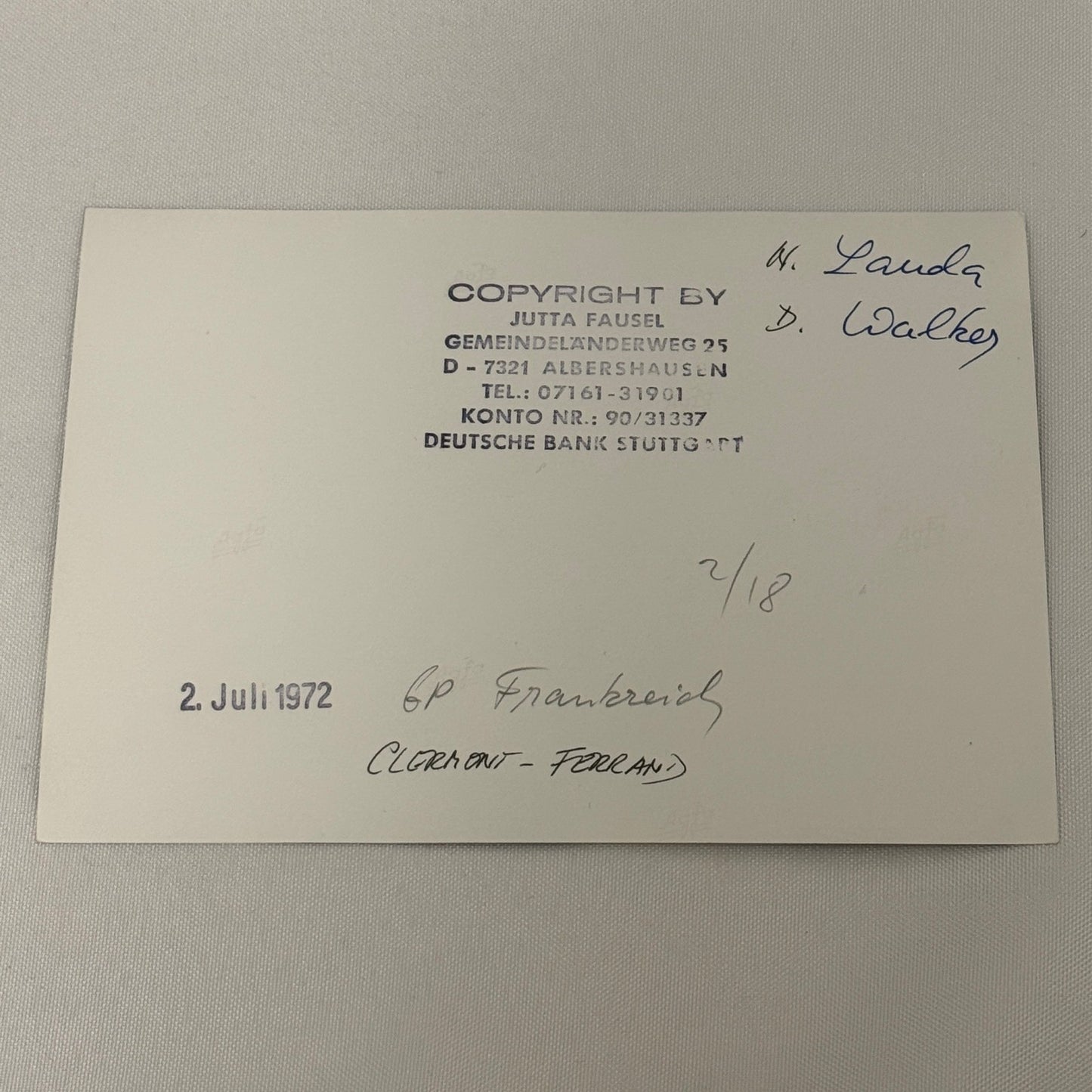 Vintage Racing Photo Niki Lauda Dave Walker 1972 Grand Prix Race