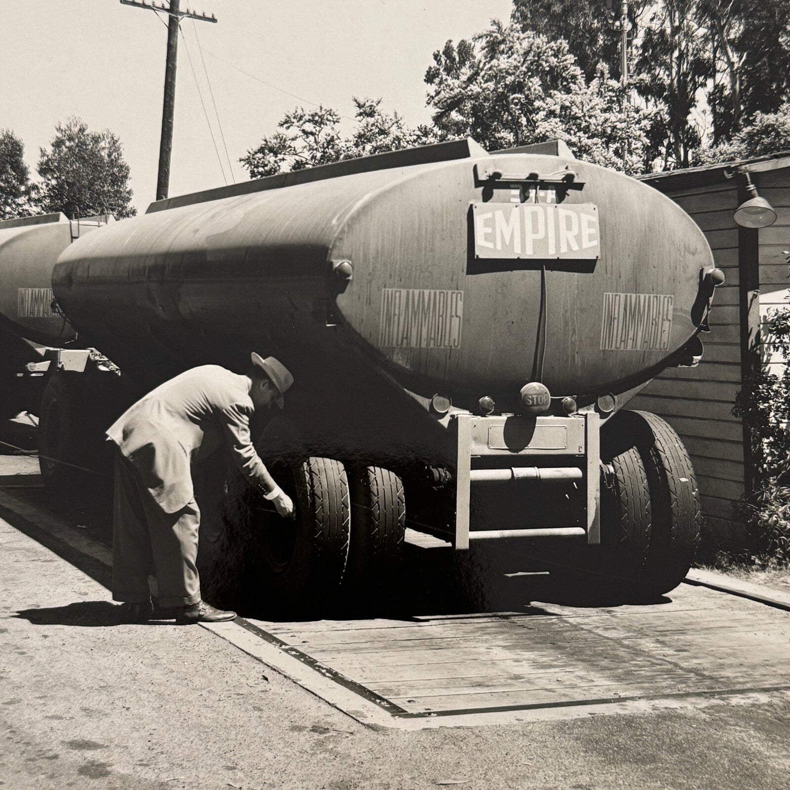 Tanker Truck at California Highway Inspection Station Vintage Photo Photograph