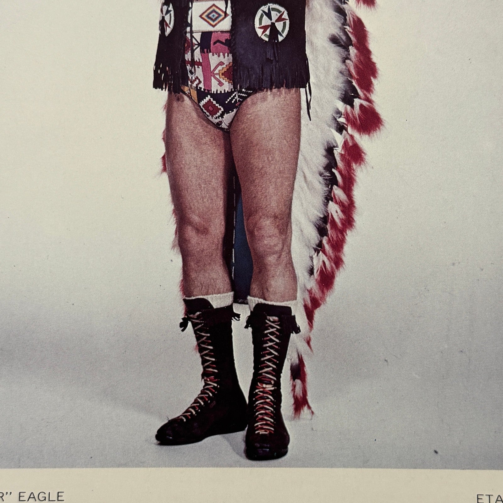 Vintage Wrestling Print Insert Johnny War Eagle Quebec French 1973