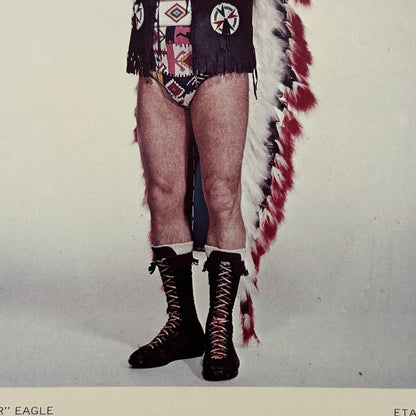 Vintage Wrestling Print Insert Johnny War Eagle Quebec French 1973