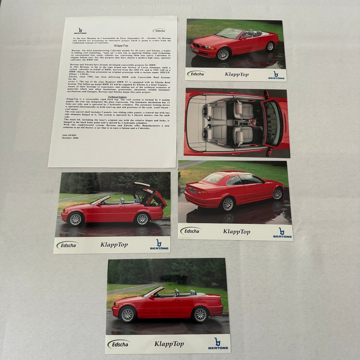Bertone BMW 3 Series Klapptop Folding Convertible Top Car Press Kit 2000