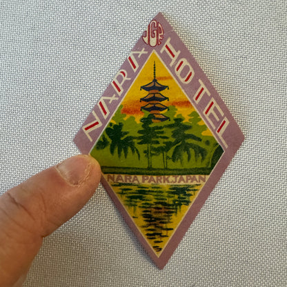Vintage Hotel Travel Luggage Label Nara Park Japan Nara Hotel