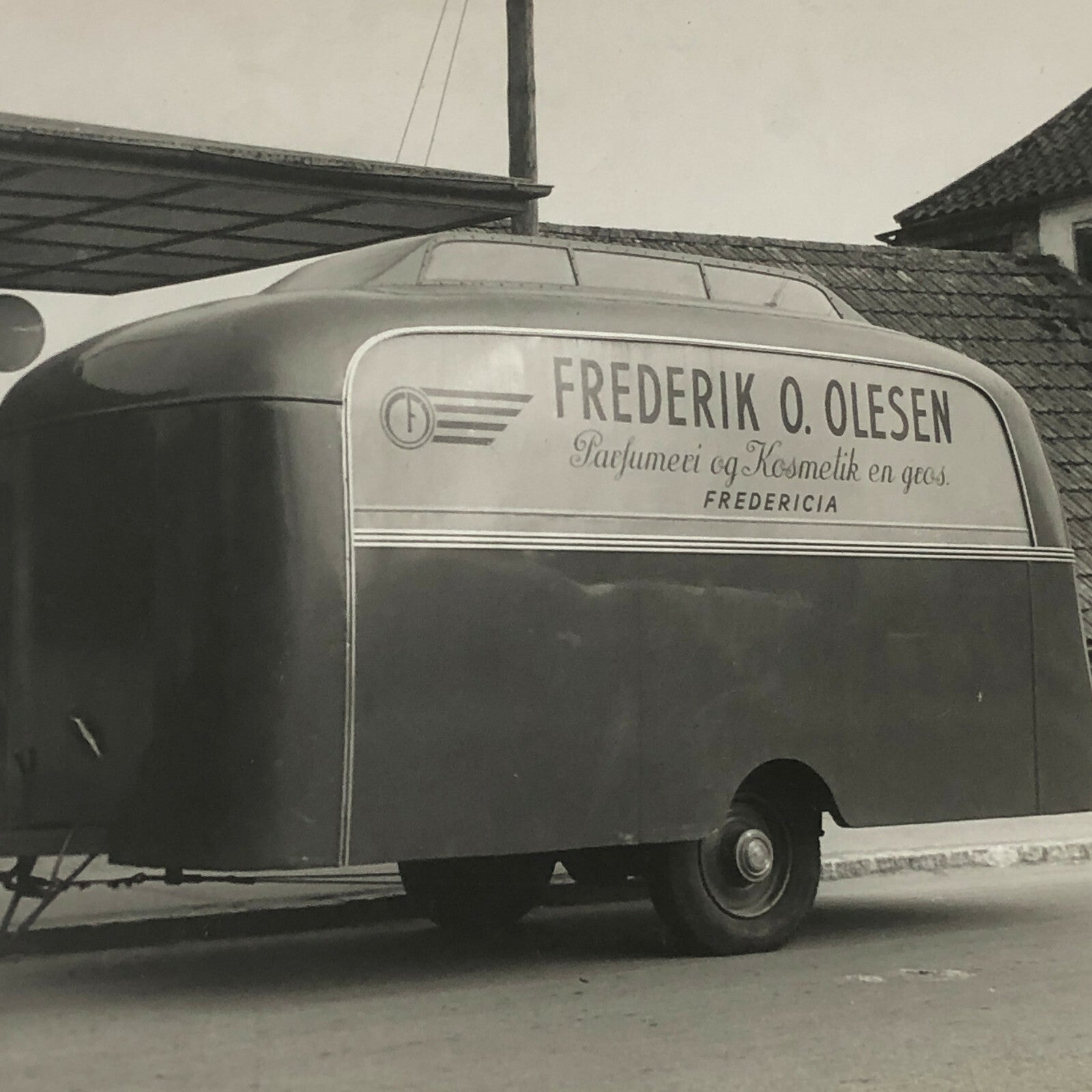 Vintage Streamline Car Trailer Photo Photograph - Denmark 
