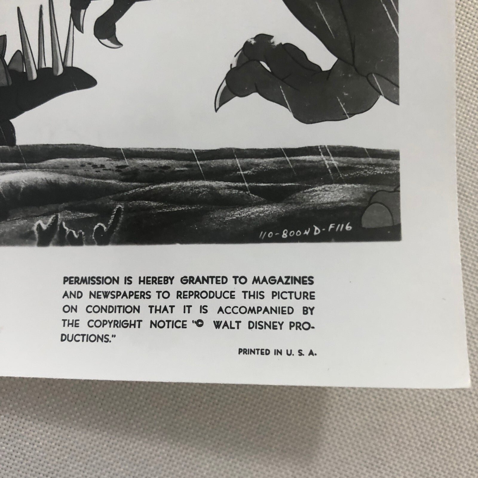 Walt Disney Fantasia Movie Film Press Photo Photograph Mickey Mouse Dinosaurs